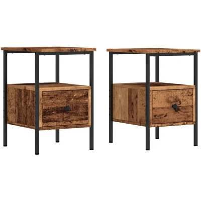 Image of vidaXL Bedside Cabinets 2 pcs Old Wood 34x36x50 cm Engineered