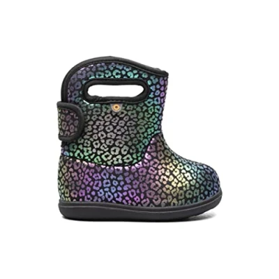 Image of BOGS Boy&#039;s Unisex Kids Baby Ii Boot Rain, Rainbow Leopard Print Black, 8 UK Child