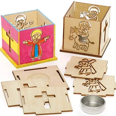 Image of Baker Ross Holy Week Wooden Tealight Holders Pack of 3, Easter Crafts, Craft for Kids (AX796)
