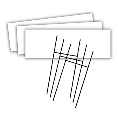 Image of HeadLine Sign Blank Yard and H Frame Ground Stake Holder Set, White, 6 x 24 Inches, 3 Pack (5502)