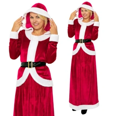 Image of sowest Miss Mrs Santa Claus Deluxe Father Women Elf Helper Christmas Fancy Dress Outfit