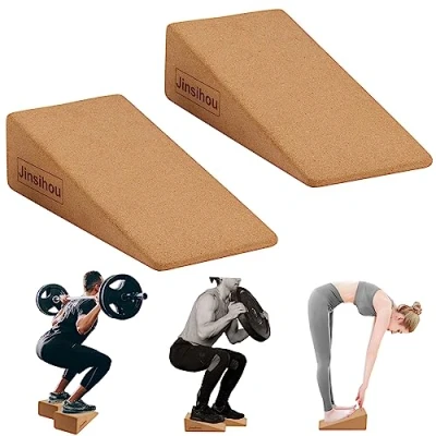 Image of Squat Wedge Block Non Slip Slant Board Calf Stretcher, 2pcs Ankle Knee Leg Heavy Duty Incline Ramp for Heel Elevated Squat, ATG Split deadlift, Lunge, Yoga, Pilates, Physical Therapy