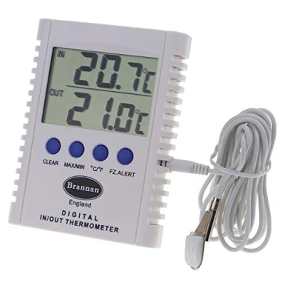 Image of Brannan Digital Max Min Thermometer Indoor Outdoor Fridge Freezer Greenhouse Garden Large Display 2m Probe Cable