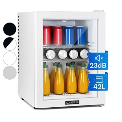 Image of KLARSTEIN Mini Fridge for Bedrooms &amp; Home, 42L Table Top with Glass Door, Quiet Small, Adjustable Shelves