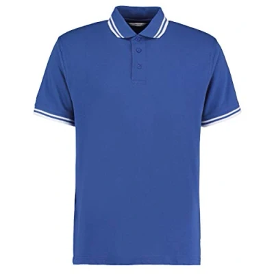 Image of Kustom Kit Mens Short Sleeve Polo Shirts, Royal/White, Large. KK409