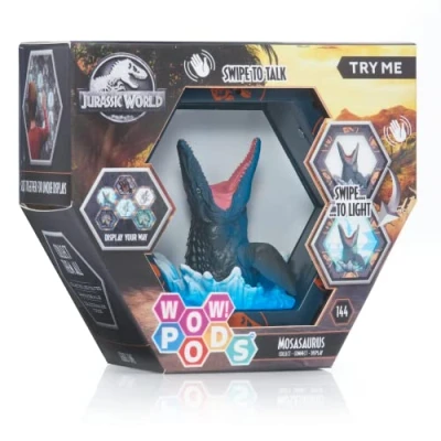 Image of WOW! PODS Jurassic World Camp Cretaceous SFX Mosasaurus Light Up Bobble Head Figure With Sound Effects Official Fallen Kingdom Merchandise, Toys and Gifts for Boys Girls, Ages 5+