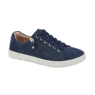 Image of Jo &amp; Joe Ladies Casual Comfort Real Suede Stylish Leisure Shoe with Lace and Zip Fastening Easy to Wear, Lightweight Sizes 4 8 (Navy Blue, UK Footwear Size System, Adult, Women, Numeric, Medium, 7)