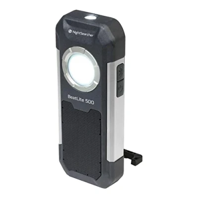 Image of NightSearcher BeatLite 500 Magnetic Rechargeable LED Work Light with Bluetooth and Speakers, Lumen, 50 Metre Beam