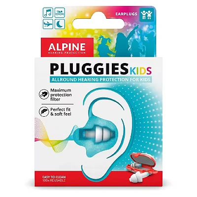 Image of Alpine Pluggies Kids Ear Plugs for Small Canals Noise Cancelling Earplugs Age 5 12 Multifunctional Hearing Protection Flying and Swimming Hypoallergenic Reusable Filter