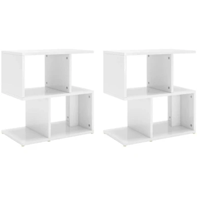 Image of vidaXL Bedside Cabinets 2 pcs High Gloss White 50x30x51.5 cm Engineered Wood