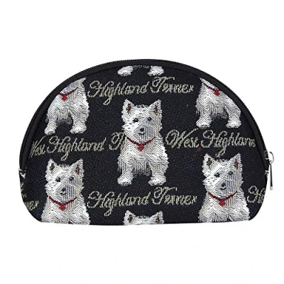 Image of Signare Tapestry Cosmetic Bag Makeup for Women with Cat and Dog Pet Design (Westie, COSM WES)