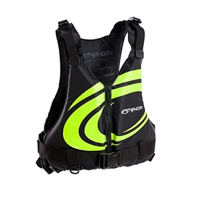 Image of Typhoon Yalu XT 50N Buoyancy Jacket Wave Front Zipper Aid Canoe Kayak Dinghy SUP (Black/Lime, XS S weights 30 50KGS)