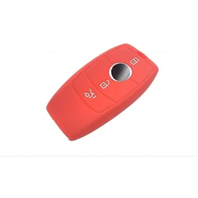 Image of Nordecco Silicone Key Case Protective Cover Compatible With 3/4 Button Fob 2017 2018 Mercedes Benz C Class AMG E S CLA GLA Hybrid W213 (Red)