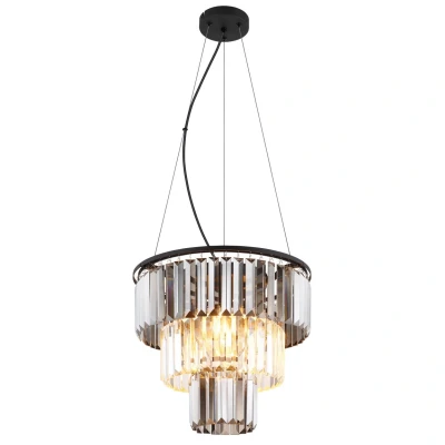 Image of Globo Naxis pendant light, smoky grey/clear, Ø 40 cm, crystal