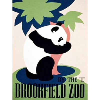 Image of Wee Blue Coo Cultural Advert Brookfield Zoo Panda USA Vintage Art Print Poster Wall Decor 12X16 Inch