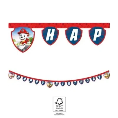 Image of Procos Paw Patrol FSC Paper Party Letter Happy Birthday Banner