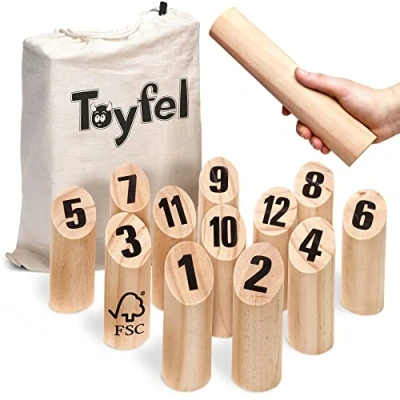 Image of Toyfel Family Game Tölky Finnish Interactive Indoor and Outdoor for Kids Adults Wooden Garden 2 People or More Bowling Team Home
