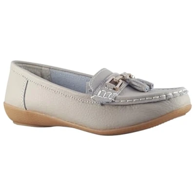Image of Jo &amp; Joe Ladies Leather Loafer Shoes Plimsole Pumps Womens Flat Smoke Size UK 8 EU 48