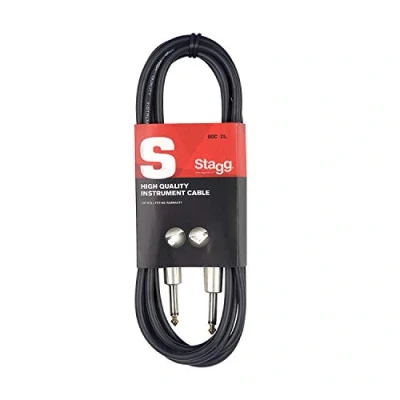 Image of Stagg Deluxe Instrument Cable, 1/4&quot; 6.35mm Jack To Jack, Heavy Duty Connectors, 6 Metres / 20 Feet, Black