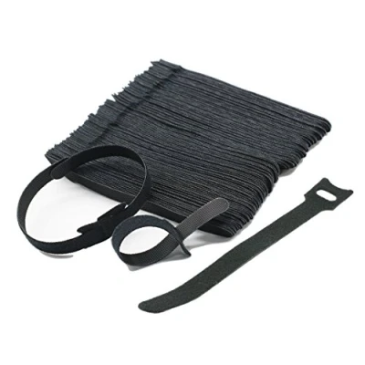 Image of Grapelet 100pcs x Reusable Fastening Cable Ties，6 Inch Premium Adjustable Cord Ties Black Organization Straps, Microfiber Hook Loop Management Wire Organizer Wrap
