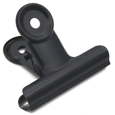 Image of Coideal Large Bull Binder Clips, 12 Pack Black Metal Hinge Paper Clips for Crafts Bags Photos at Home &amp; Office (63mm)