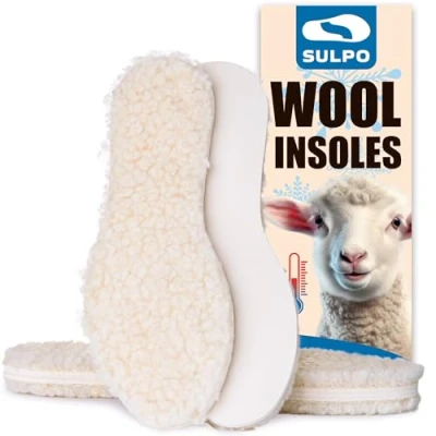 Image of SULPO Winter Insoles Natural Sheep&#039;s Wool Top, Latex Foam Bottom Warm, Durable, Excellent Shock Absorption Thermal for Autumn &amp; Shoes Sizes: 36 46, 2 Pairs 42