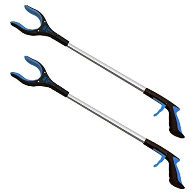 Image of 2 Pack 32 Inch Extra Long Grabber Reacher with Rotating Jaw Mobility Aid Reaching Assist Tool (Blue)