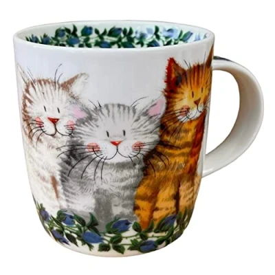 Image of Alex Clark Three Amigos Cat Mug Cats &amp; Flowers Original Artwork Cup for Animal Lovers Gift Ideas Perfect Coffee Tea Vegan Friendly Designed in The UK...
