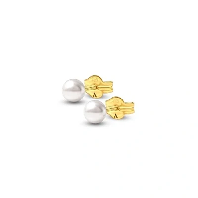 Image of Amberta Allure Women 9ct Gold Pearl Stud Earrings: Earrings for 4 4.5 mm