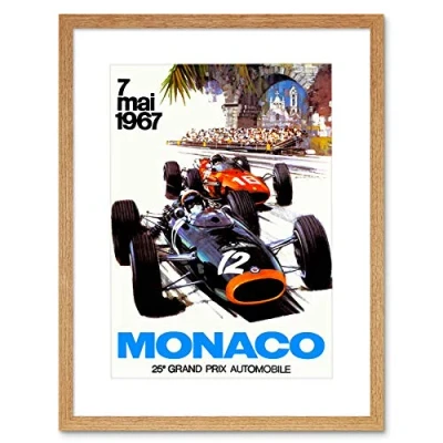 Image of Wee Blue Coo Vintage Monaco 25 Grand Prix 1967 Race Framed Art Print Picture F12X1799