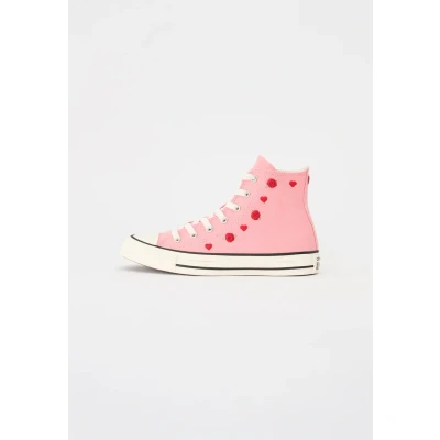 Image of Converse Chuck Taylor ALL STAR Unisex Hightop trainers for kids, Size: 4, Lt jellyfish jitter/red/egret Textile