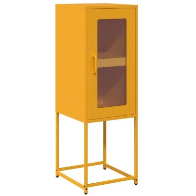 Image of vidaXL Sideboard/Buffet Storage Cabinet Mustard Yellow, Modern Steel Furniture for Living Room/Bedroom/Kitchen/Office, 36x39x107 cm