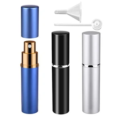 Image of Refillable Travel Perfume Atomiser Bottles, Zingso 3 Pcs 10ml Mini Portable Spray Bottles Aftershave Empty with Funnel (10ml (Black+Silver+Blue))