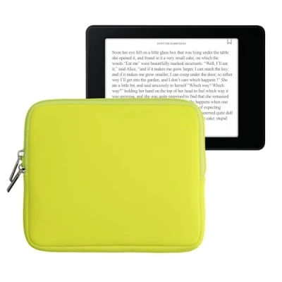 Image of kwmobile Neoprene e Reader Pouch Size 6,8 7&quot; eReader Universal eBook Sleeve Case with Zipper Yellow
