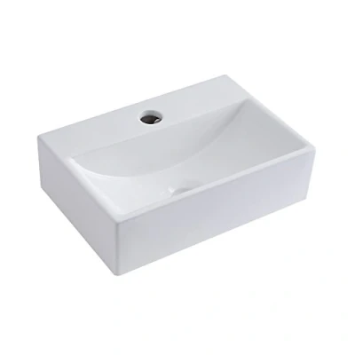 Image of Milano Elswick White Rectangular Countertop Wall Hung 1 Tap Hole Bathroom Basin Sink 360mm x 250mm