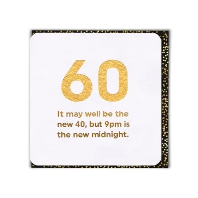 Image of Brainbox Candy Funny 60th Birthday Card (Gold Foilded) &#039;60 New 40&#039; Age 60 Cheeky Sixtieth For Him Her Friend Mum Dad Sixty