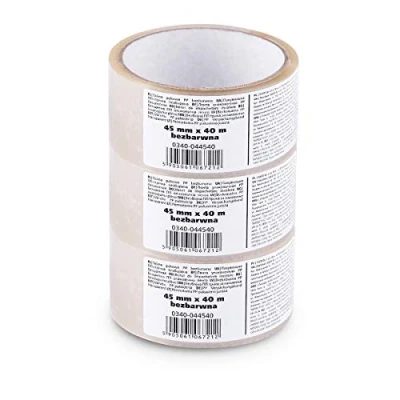 Image of Scley Adhesive Tape PP Wrap 45 mm x 40 m Transparent Pack of 3