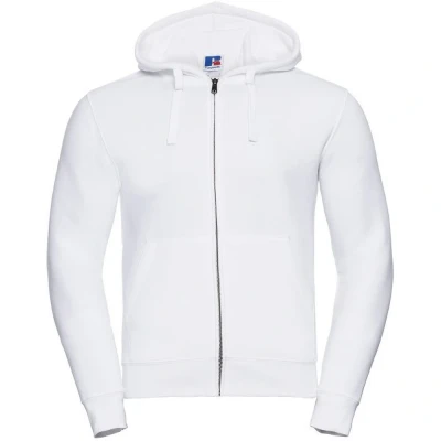 Image of Russell Athletic Mens Authentic Full Zip Hooded Sweatshirt / Hoodie (White) Size Large