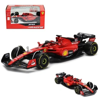 Image of HTLNUZD Bburago 2023 1/43 SF23#16 Alloy Racing Car for Scuderia Ferrari 1:43 SF23 Leclerc Signature Die cast Adults Model Display Ornaments Collection