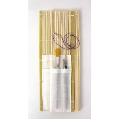 Image of Bamboo Brush roll with 10 cotton pockets