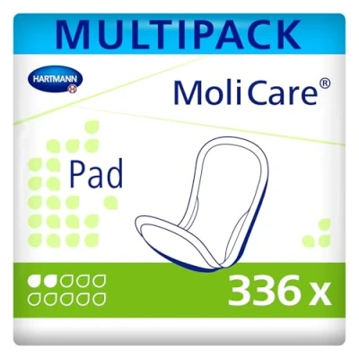Image of MoliCare Pad, Incontinence Pad for Women and Men with Bladder Weakness, 2 Drops, 12 Packs of 28 (336 Pieces)