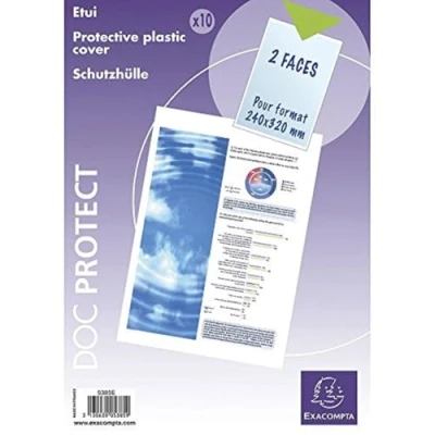 Image of Exacompta Ref 5385E PVC Single Protective Sleeve 322 x 249mm in Size, Suitable for A4 Documents, 2 Faces, 2mm PVC, Durable Everyday Use Bag of 10