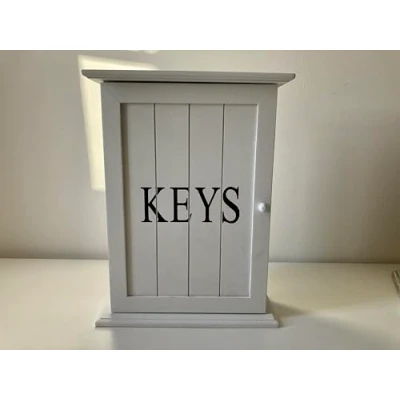 Image of MAISONICA White Wooden Key Box Holder Cabinet Storage Gift Wall Mounted or Freestanding