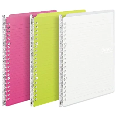 Image of Kokuyo Campus Smart Ring Binder, Up to 25 Sheets, B5, 26 Holes (Clear, Light Blue, Pink &amp; 100 Sheets Paper Set)