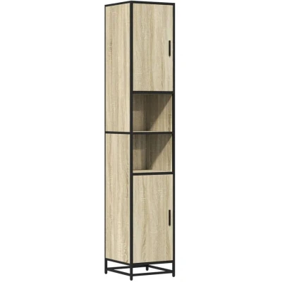Image of vidaXL Bathroom Storage Cabinet Sonoma Oak/Metal Engineered Wood Modern Style with Ample 35x37.5x188.5cm Ideal for Organization