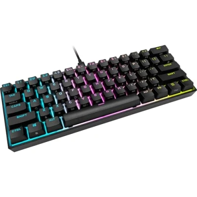 Image of Corsair K65 RGB MINI 60% Mechanical Gaming Keyboard (Customizable Lighting Single Keys, CHERRY MX SPEED PBT Double Shot Keycaps, AXON Technology) QWERTZ, Black