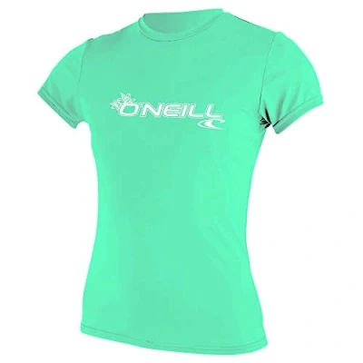 Image of O&#039;Neill Wetsuits Wms Basic Skins Short Sleeve Sun Shirt Light Aqua, X Large