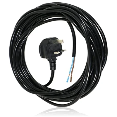 Image of SPARES2GO 8.4M Metre Black Cable Mains Power Lead for Qualcast Lawnmower &amp; Garden Strimmer (UK Plug)