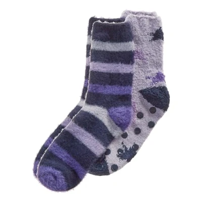 Image of Metzuyan WS AW23 Ladies 2 Pairs Cosy Feather Yarn Socks Fluffy Bed 4 8 UK Purple Striped