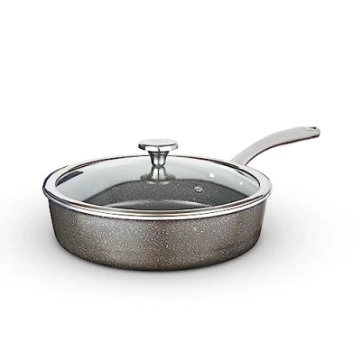 Image of Tower T900205 Cerastone Pro 28cm Forged Aluminium Multi Pan with Tempered Glass Lid, Non Stick Coating, Graphite